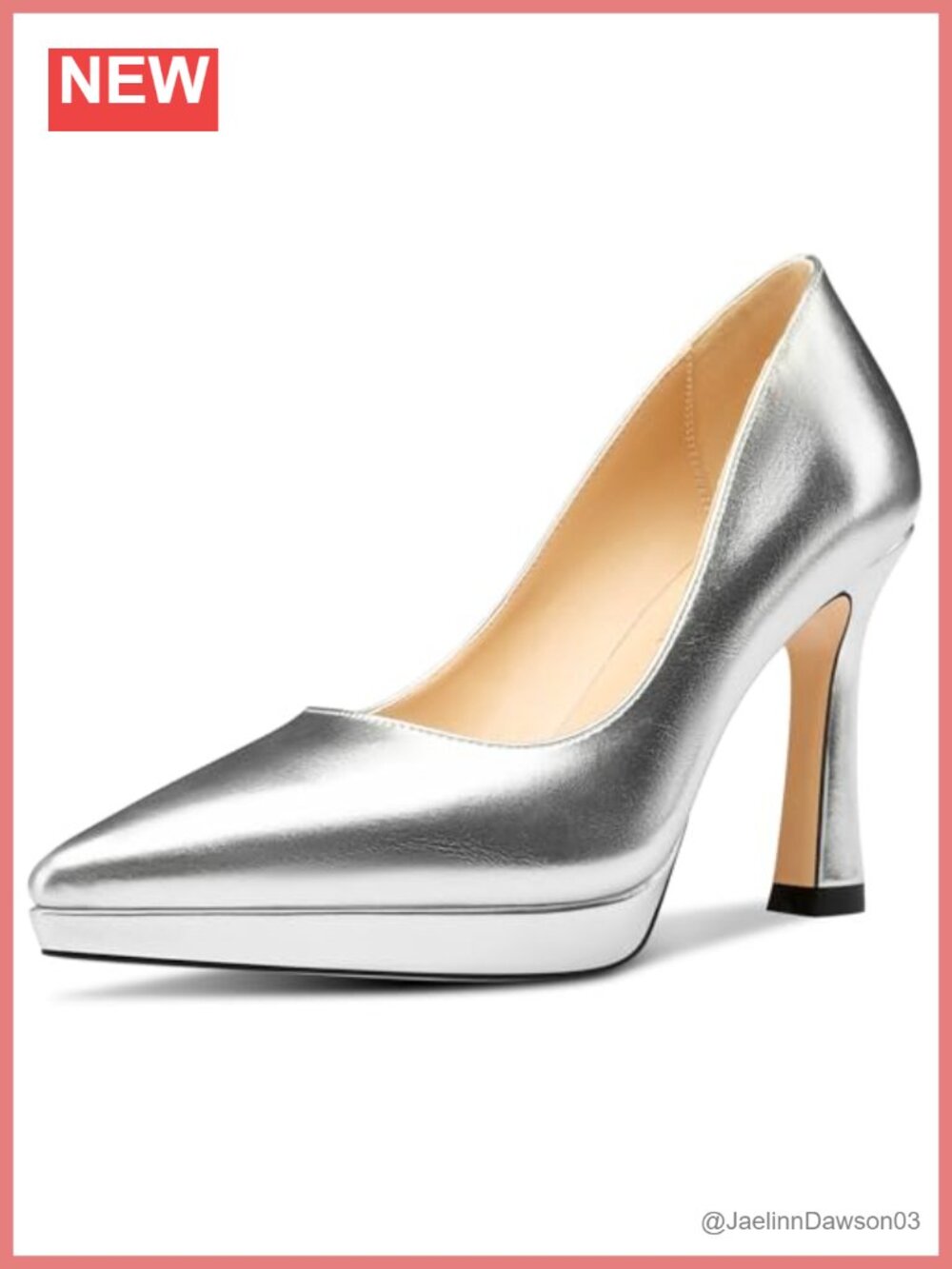Women Stiletto Platform Heels 3.9 Inch Pointed Toe Pumps Slip-on Wedding Office